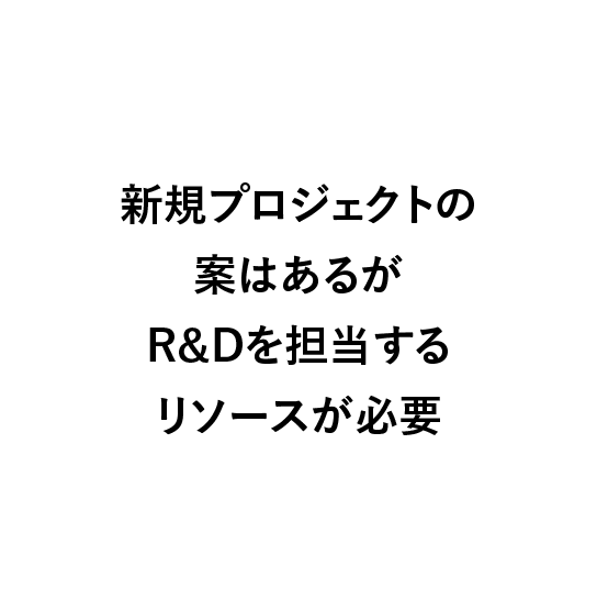 
                          新規プロジェクトの案はあるが
                          R&Dを担当するリソースが必要